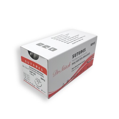 5/0 Training Surgical Sutures Polyester Braided, Pack of 12, Sterile
