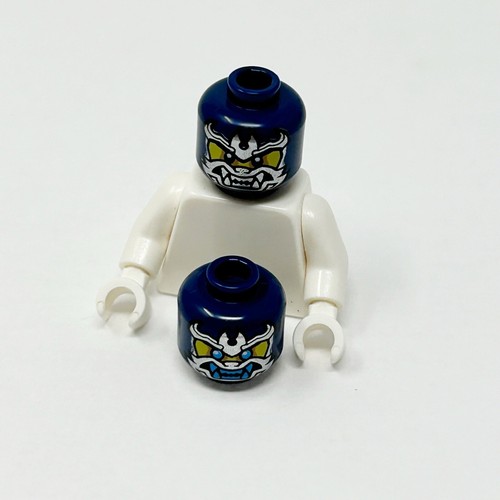 LEGO Minifigure Head Dual Dark Blue Silver Samurai Mask