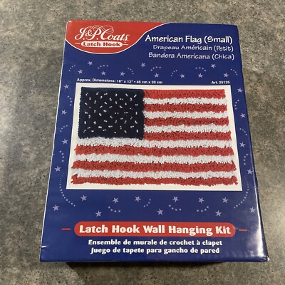 J&P Coats American Flag Patriotic Latch Hook Kit 18''x12  25135 (Sealed)