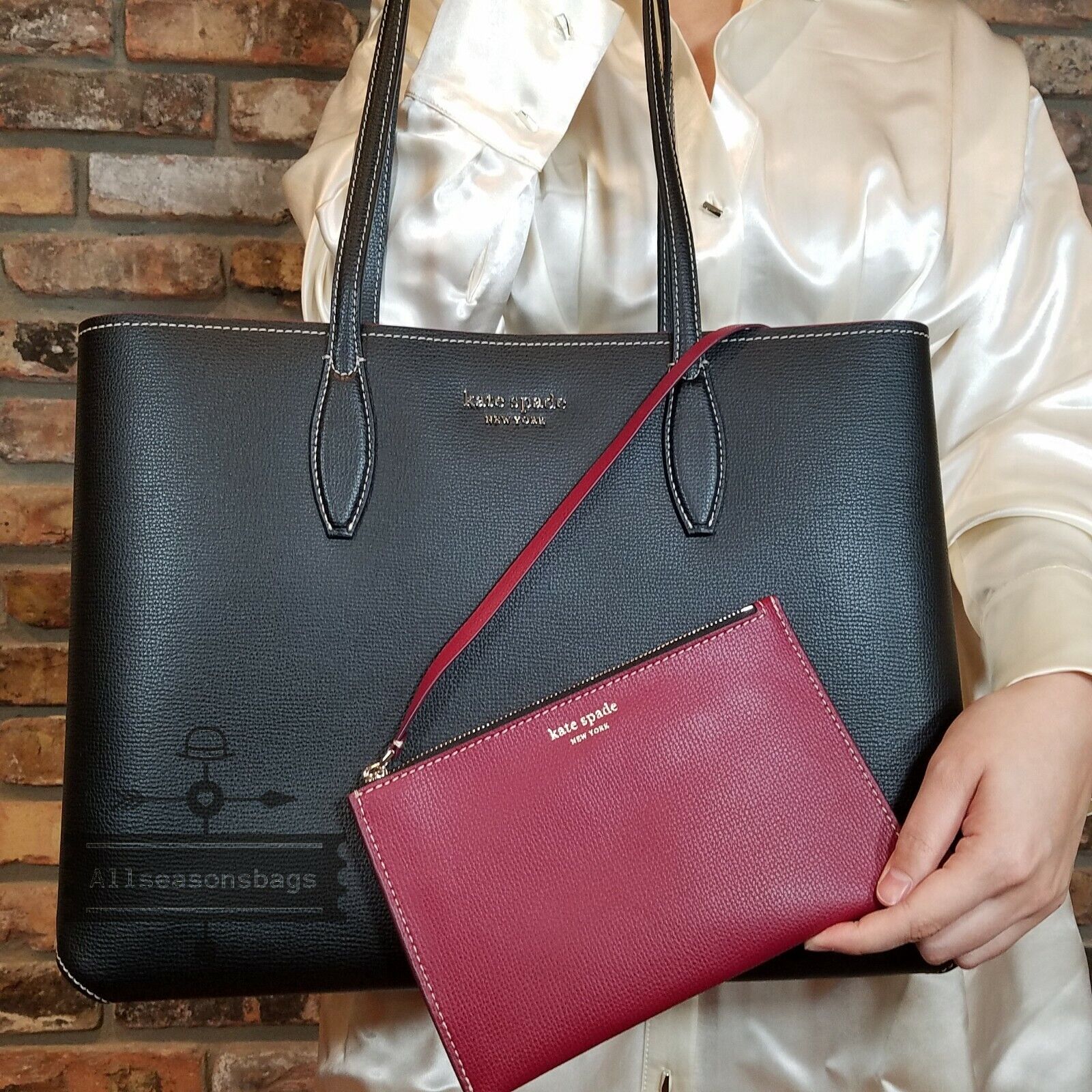 Kate Spade All Day Large Carryall Tote Leather Black With Kate Spade All Day Large Carryall Tote Leather Black With