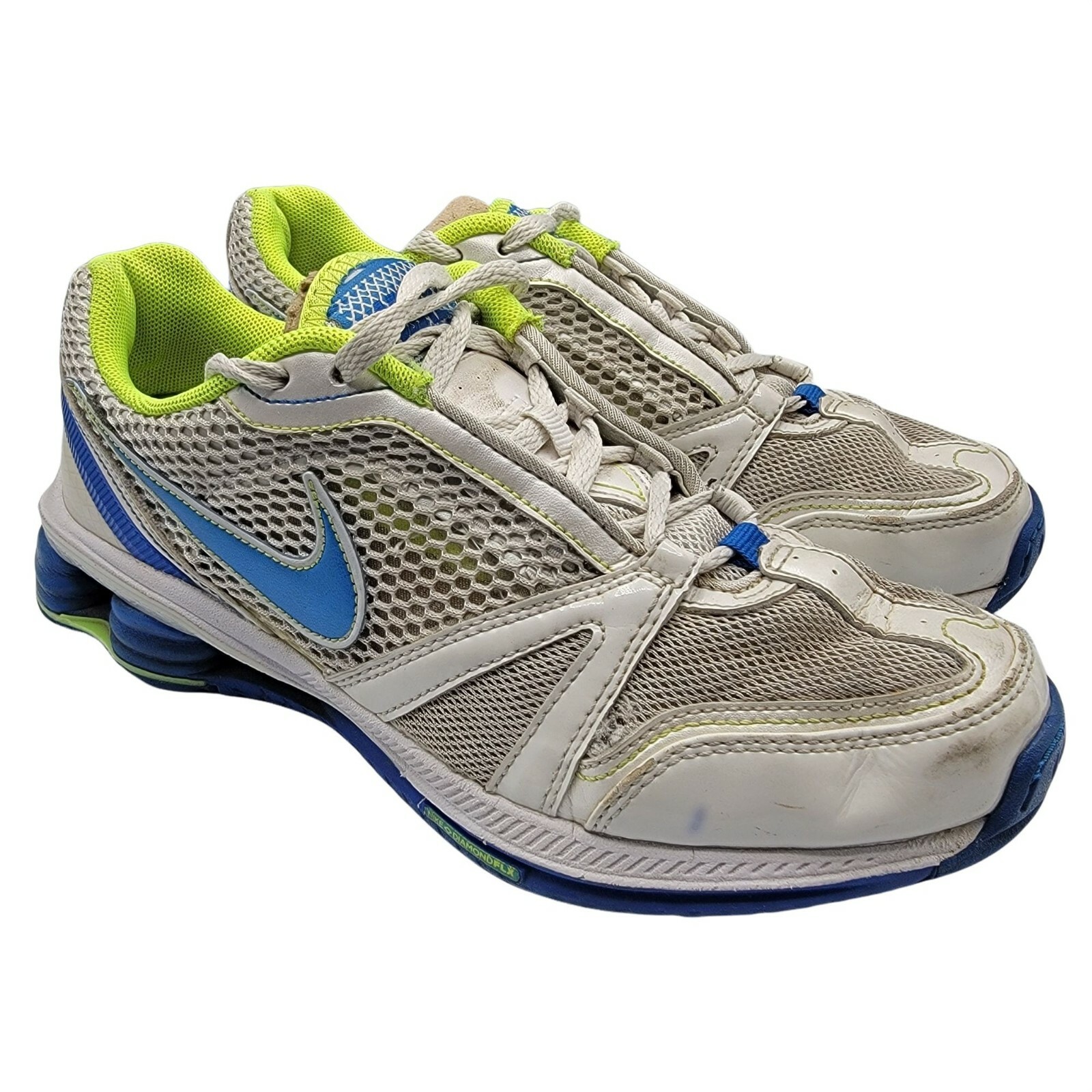Nike Shox Diamond Flex Womens 5 Silver Blue Athletic Sneaker Nike Shox Diamond Flex Womens 5 Silver Blue Athletic Sneaker