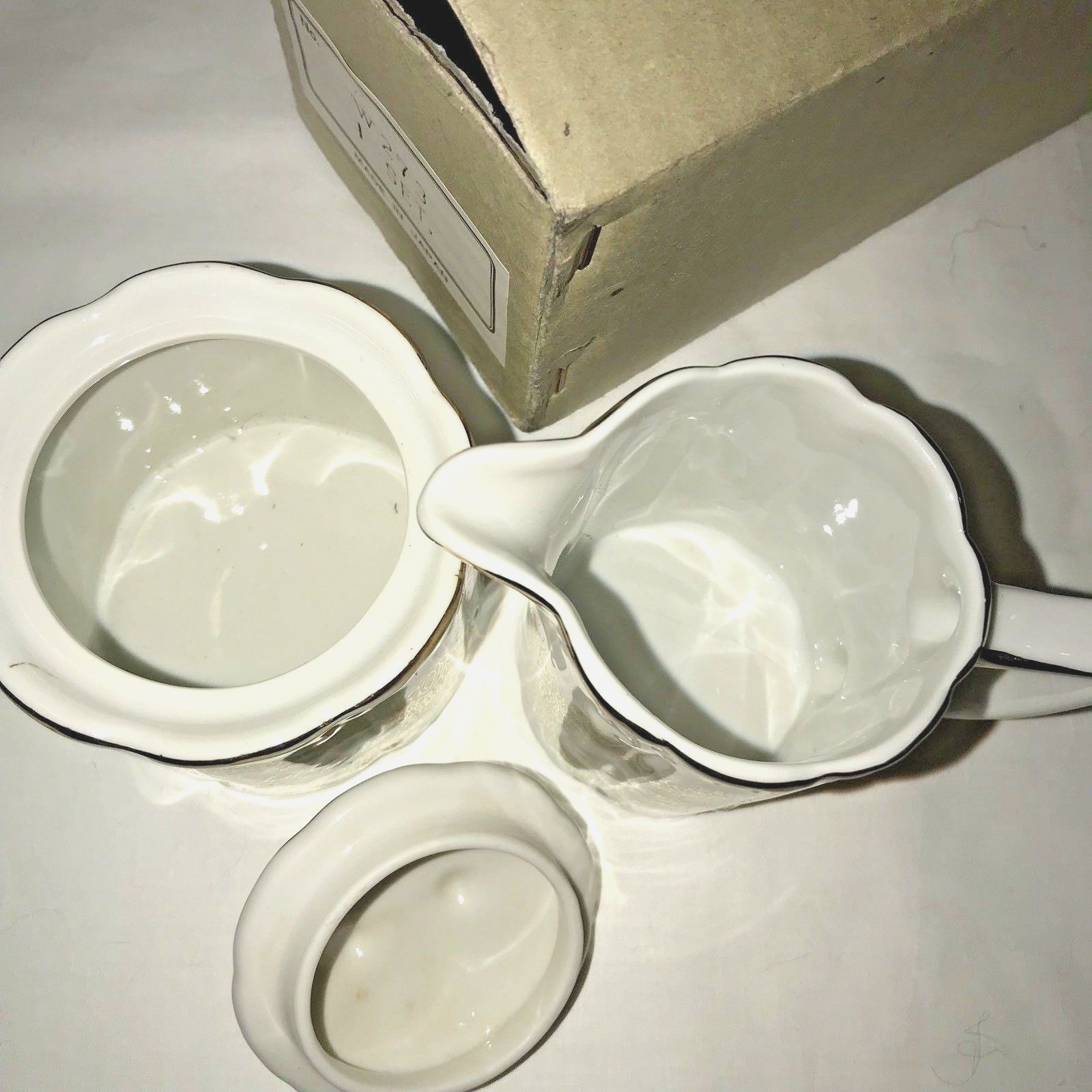 Treasure Masters Bone China Creamer Sugar Lid 50th Anniversary Japan Gold