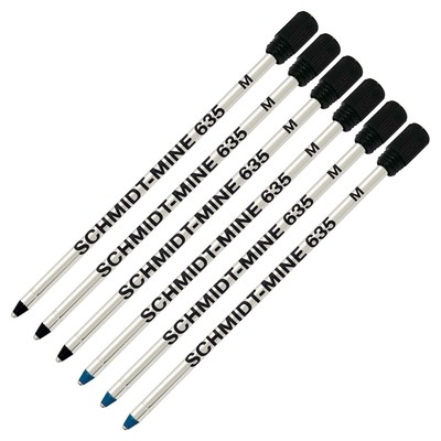 Schmidt 635 D1 Mine Ballpoint Refill - Blue, Black Ink - Medium Tip 0.7mm - P...