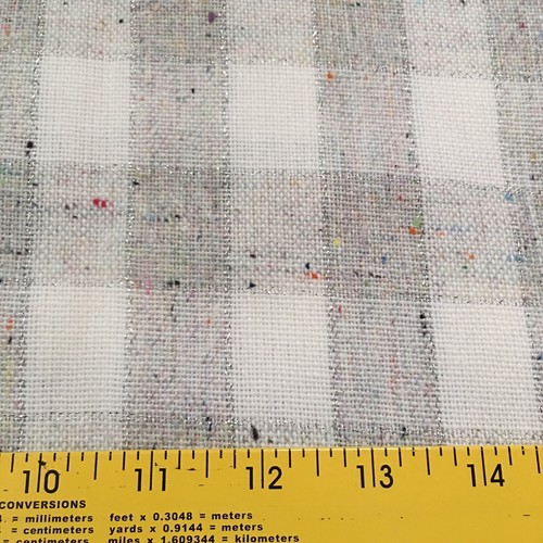 White Silver Fabric Check Print 5 YDS 55