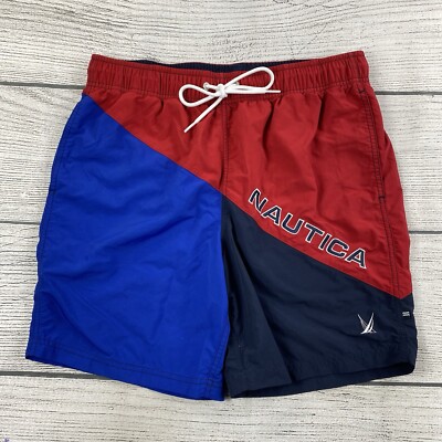 Nautica Vintage Board Shorts Men Size M 2 In 1 Color Block Swim Trunks Y2K - NEW