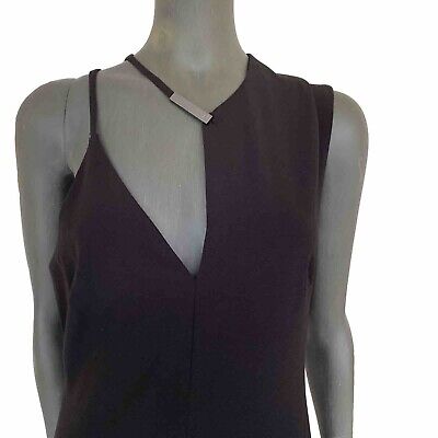 Halston Heritage Asymmetrical Long Dress Metal Clasp Size 4 