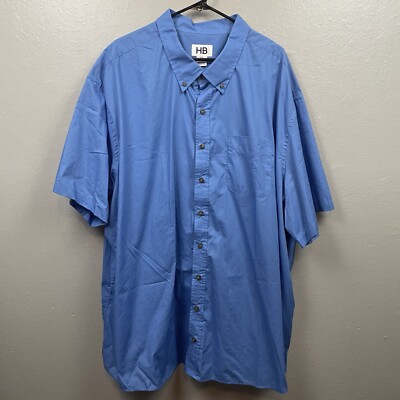 HARBOR BAY HB Shirt Men's 4XL Button Up Short Sleeve Blue cotton blend