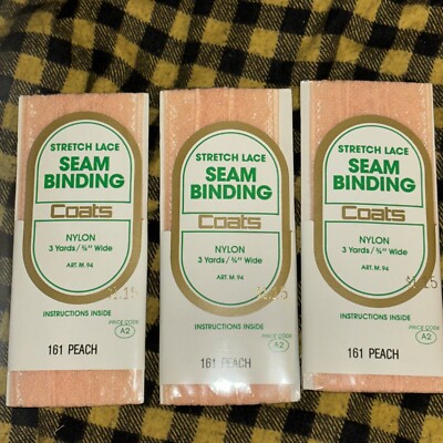 3 New Vintage J & P Coats Peach #161 Stretch Lace 3/4  Seam Binding Trim