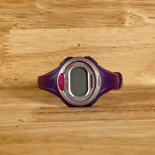 Timex Ironman T5K756 Womens Purple Strap Digital Gray Dial Wrist Watch For Parts