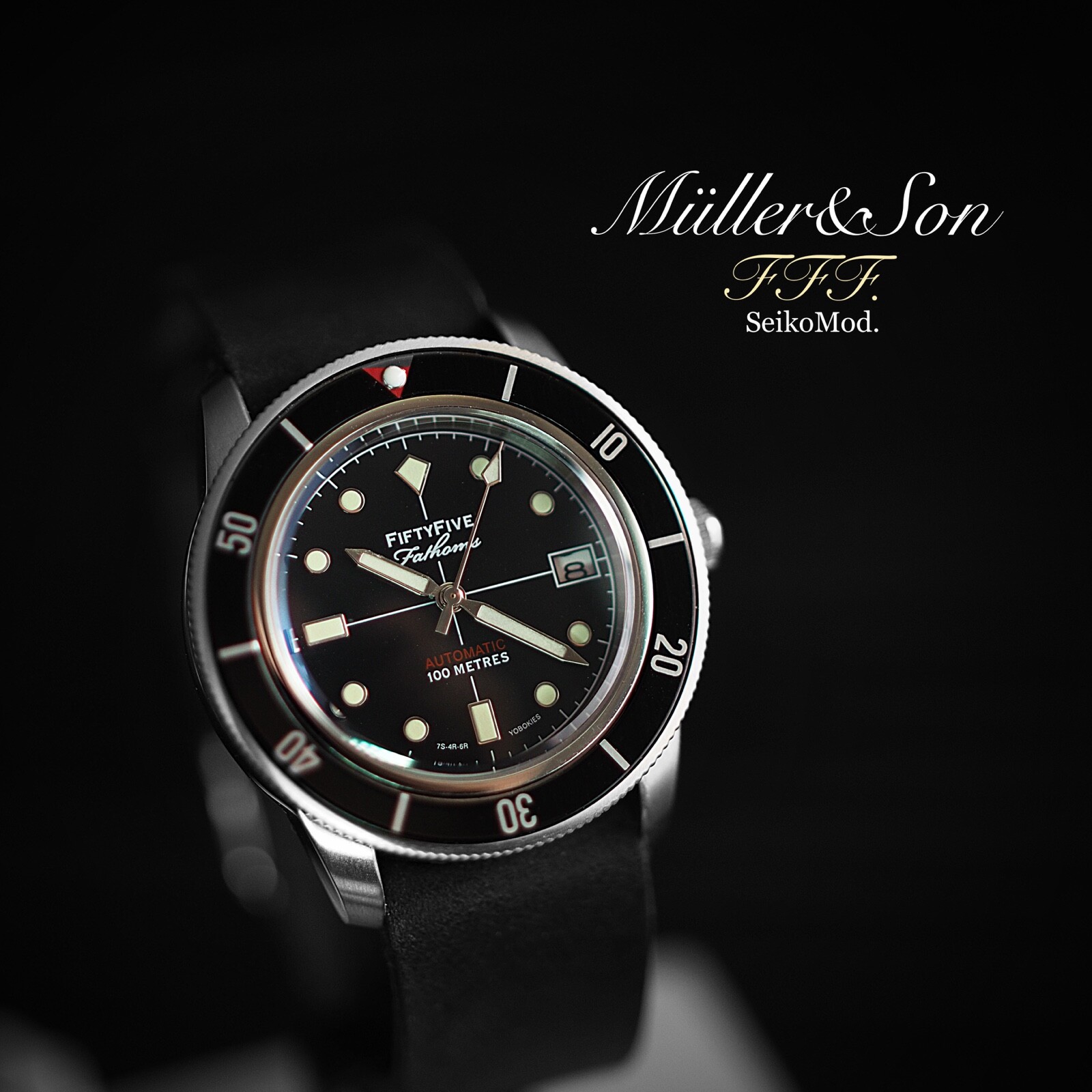 Pre-owned Müller&son Watch "vintage Supermod" Made From Seiko Snzh Fifty Five Fathoms