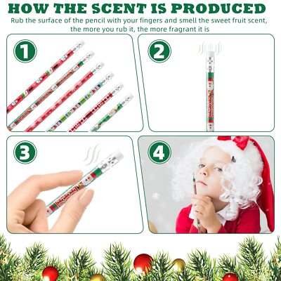 48 Pieces Scented Pencils Christmas Pencils Fruit Fragrance Holiday Pencils For 