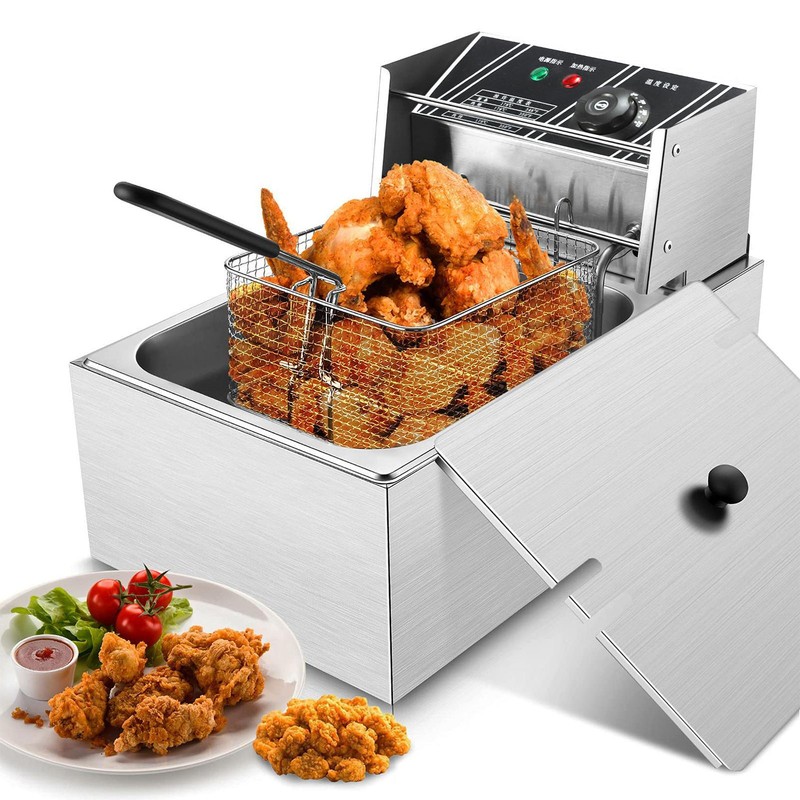 10.5 Quart Professional Style Electric Deep Fryer With Basket 1700w