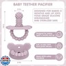 Silicone Teether Pacifier, Teething Toys for Teething Relief and Sensory Exploration, 6 Pack Grainy Textured Baby Pacifier – Food-Grade, BPA-Free, Easy to Hold, Dishwasher Safe, 3+ Months
