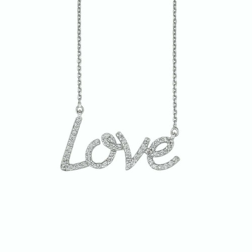 Pre-owned Morris 0.50 Carat Natural Diamond Love Necklace Pendant 14k White Gold Si 18 Inches