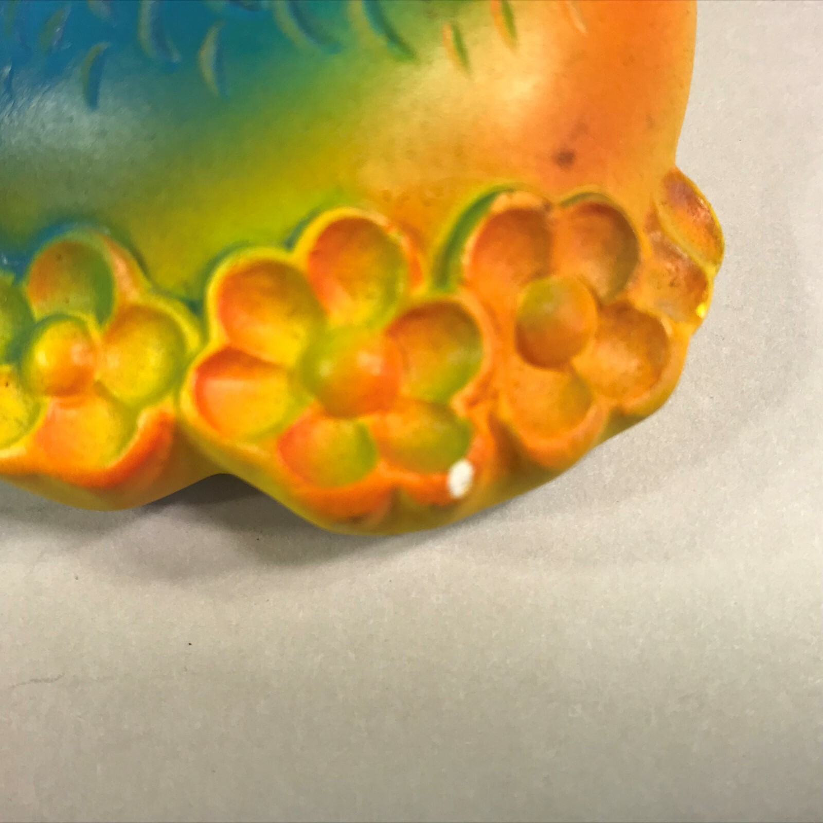 Miller Studio 1970 Chalkware Blue Bird Wall Hanging Cheerful Yellow Flowers Vtg