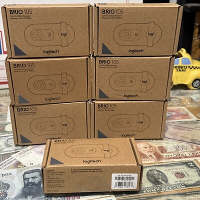 Lot of 7 Logitech 960-001579 Brio 105 Full HD 1080p Business Webcam w/Auto-Light