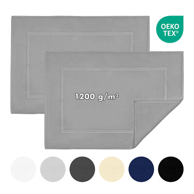 Badematte Badvorleger Badteppich Duschvorleger 100% Baumwolle 1200g/m² 2er SET