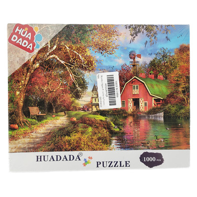 HUADADA Jigsaw Puzzle 1000 PC Village Castle House/Barn Fall Pumpkin New Sealed