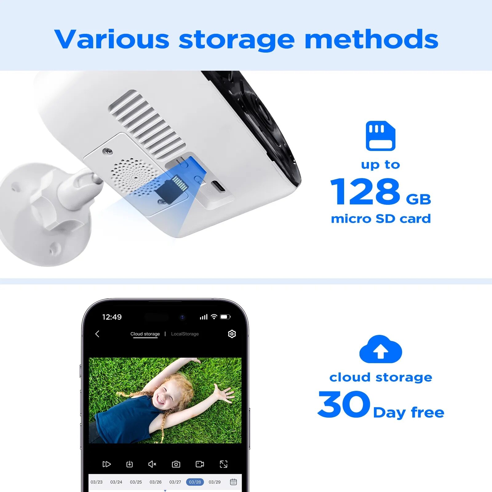 Solar Battery Powered Security Camera 8000mAh Rechargeable 4MP Wireless System