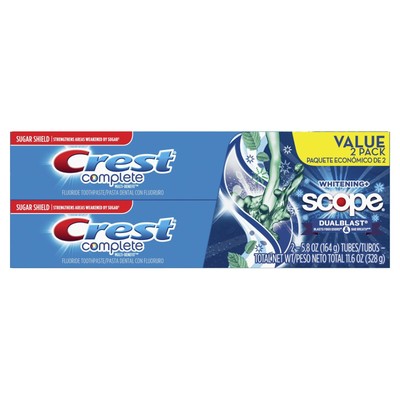 Crest Complete Multi-Benefit + Scope DualBlast Toothpaste, 164 g (2 Pack)