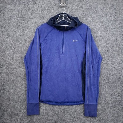 Nike Dri Fit Sprint 1/2 Zip Womens M Medium Hooded Running Pullover Hoodie Blue