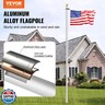 VEVOR 20FT Sectional Flag Pole Kit, Heavy Duty Aluminum Alloy in Ground Flag Poles for Outside, 3 Display Modes Flagpole with 3x5 American Flag, Professional Accessories, Silver