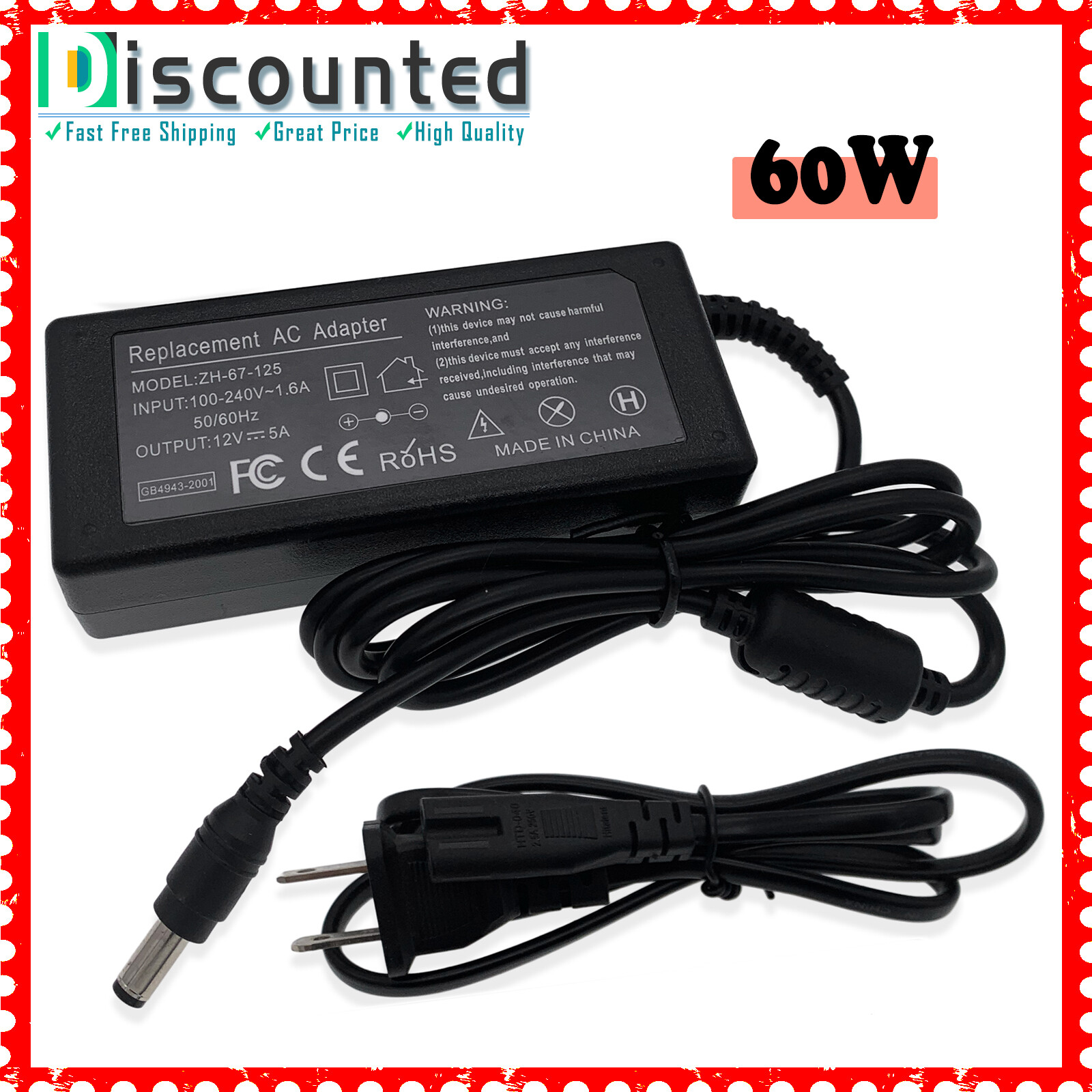 For Dell S2216h S2216m S2218h S2218m Led Monitor Power Supply Cord