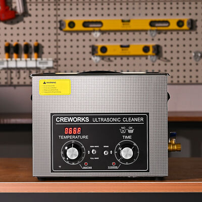 CREWORKS 15L Ultrasonic Cleaner with Degas & Gentle Modes Knob Control for Parts