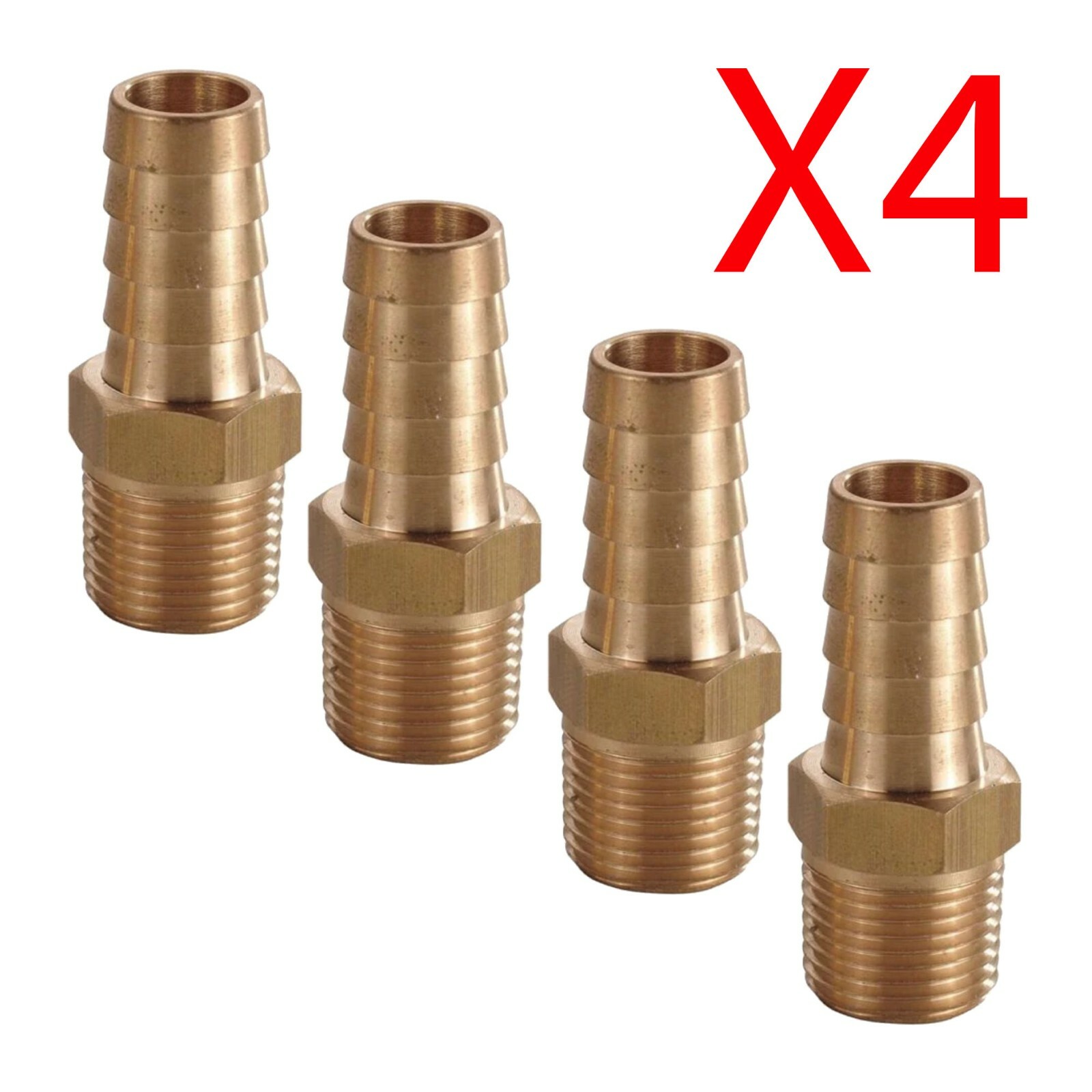 3/8" Brass Hose Barb Nipple X 1/4" Male NPT Threads for CO2, Gas, Air PACK OF 4