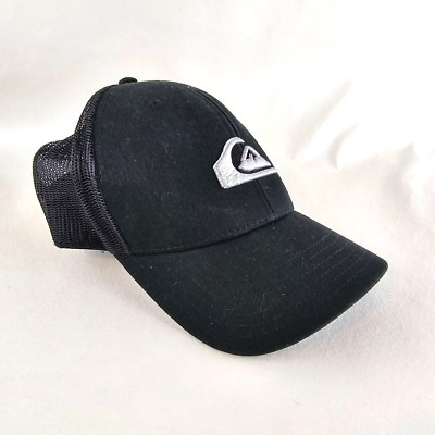 Quiksilver Hat Adult Mens OSFM Black Mesh Back Trucker Snapback Surfer Cap