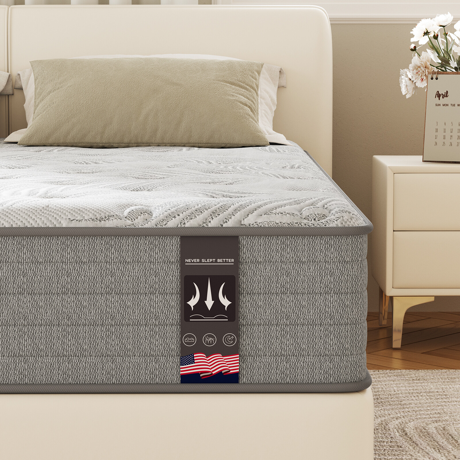 12 Inch Full Size Innerspring Mattress, Gel Memory Foam Hybr