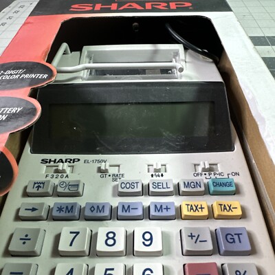Sharp EL-1750V Two-Color 12 Digit Electronic Printing Calculator Black Red