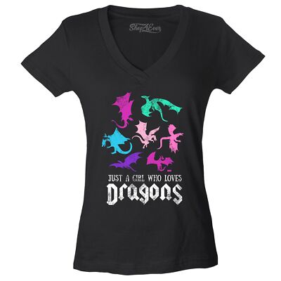Just A Girl Who Loves Dragons Women's V-Neck T-shirt Just a Girl Tee