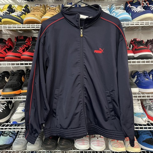Vtg 2000s Y2K Puma Track Jacket Mens M Navy Red Stripe Zip Vtg 2000s Y2K Puma Track Jacket Mens M Navy Red Stripe Zip