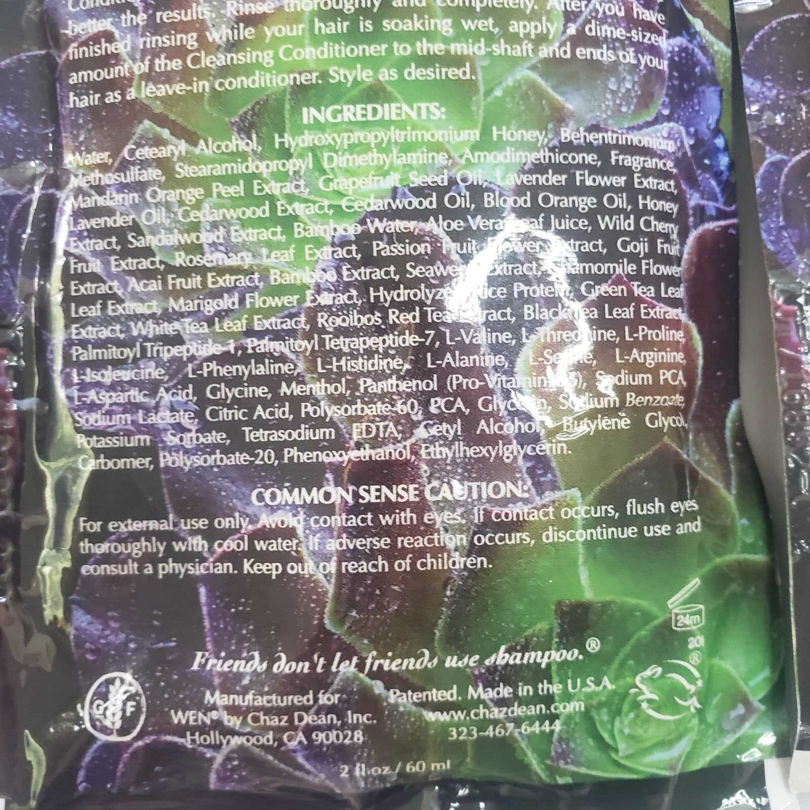 2x WEN by Chaz Dean STRENGTH Restorative CLEANSING CONDITIONER 2oz Ea PACKET NEW