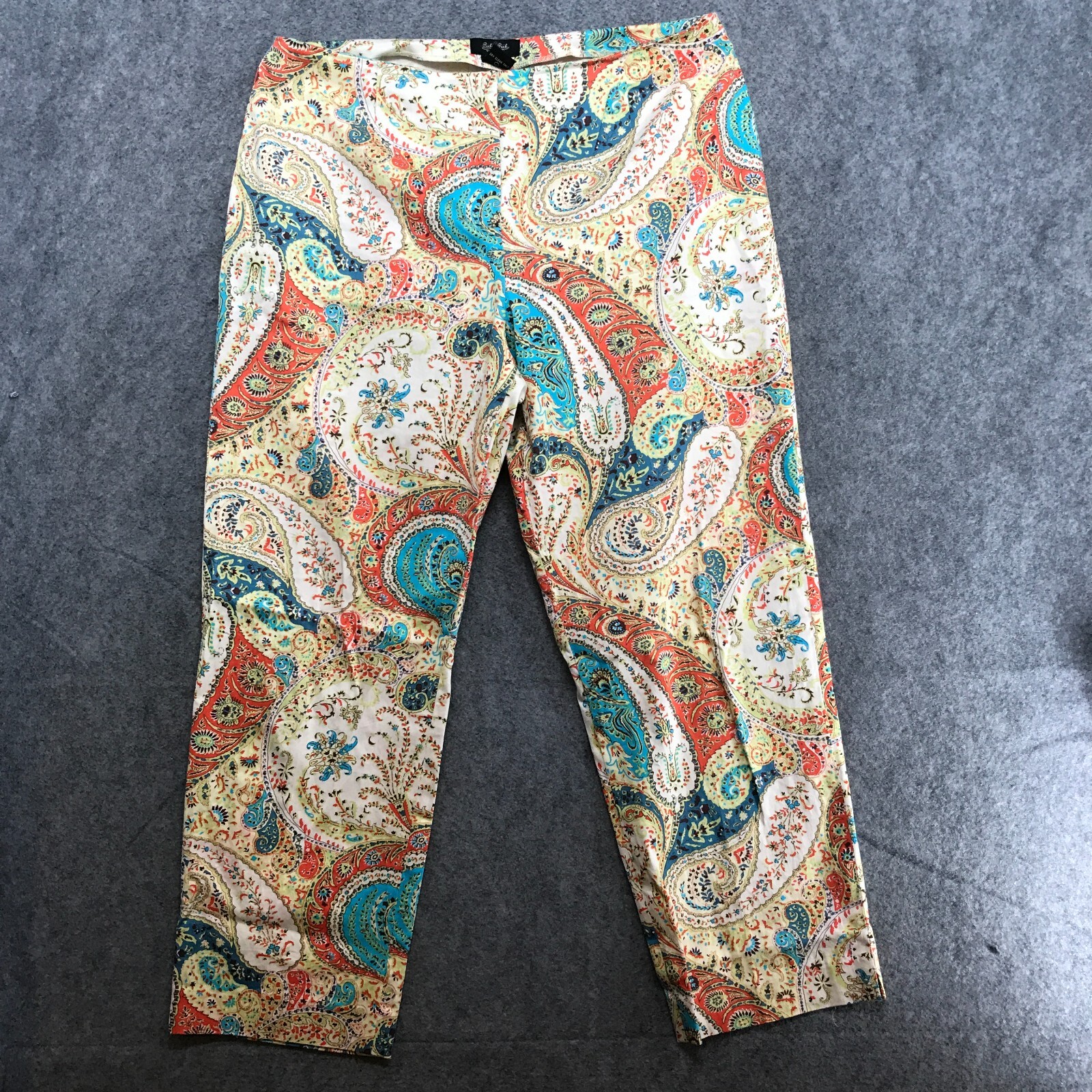 Peck \u0026 Peck Pants Womens Size 10 Cream Multicolor Paisley Print Ankle  Stretch | eBay