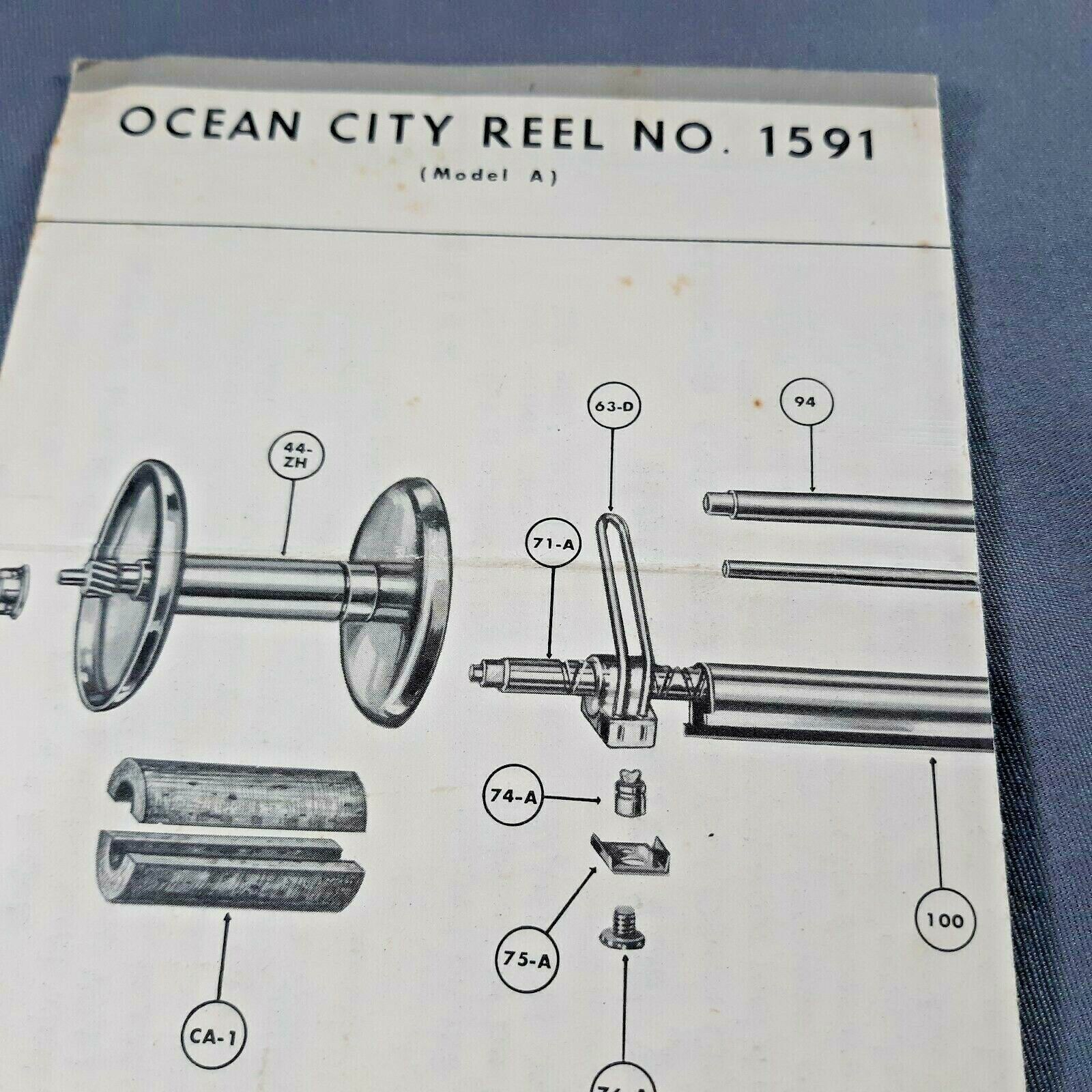 Ocean City Reel No. 1591 (Model A) Schematics Parts Price List