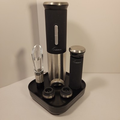 Rabbit Electric Rechargeable Wine Opener with Base and Accessories Aerator Corks