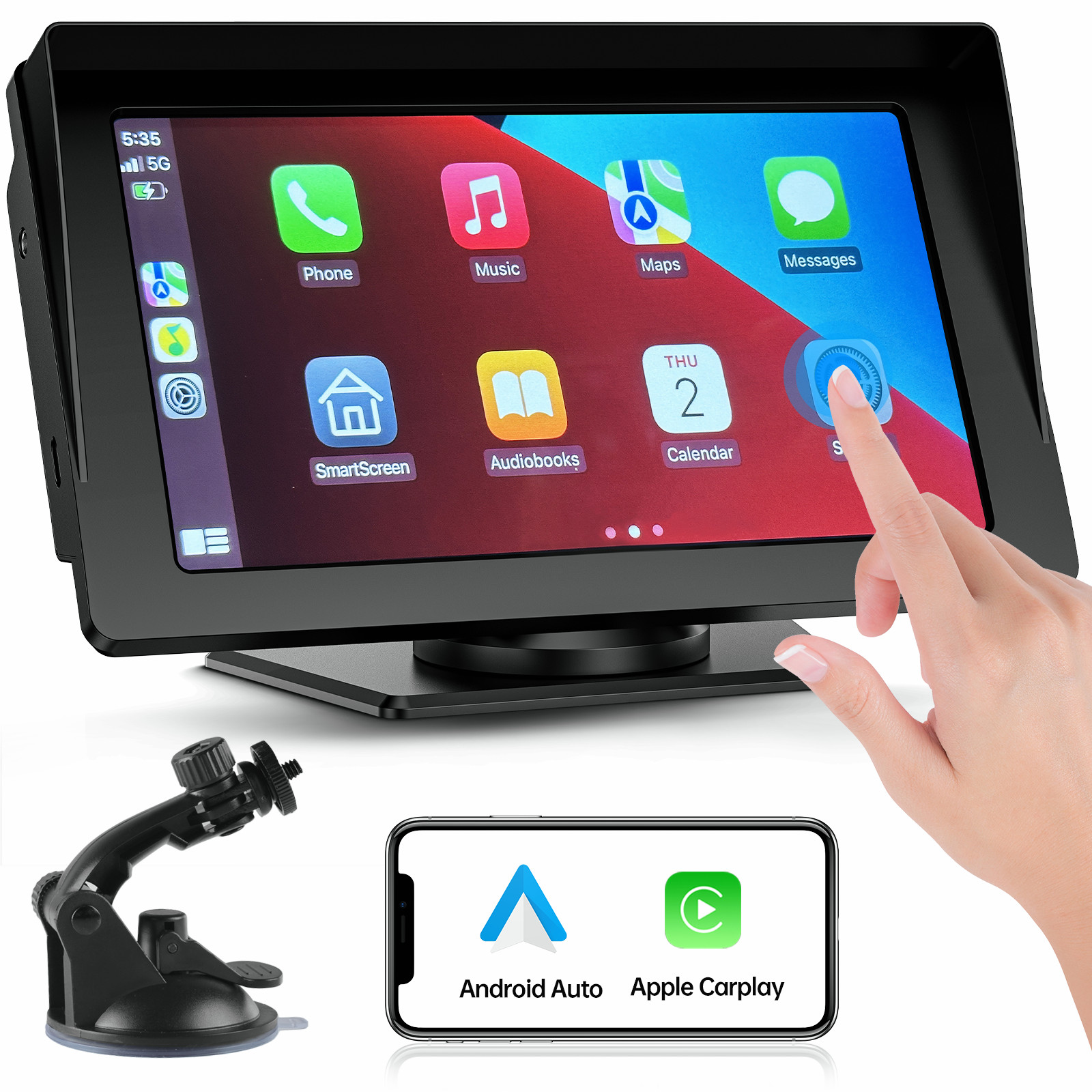 Wireless Apple Carplay & Android Auto for Car Stereo 7" Touchscreen Car Radio