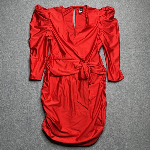 GIBIU USA Red Long Sleeve Dress Size XL Women's Bow Shoulder