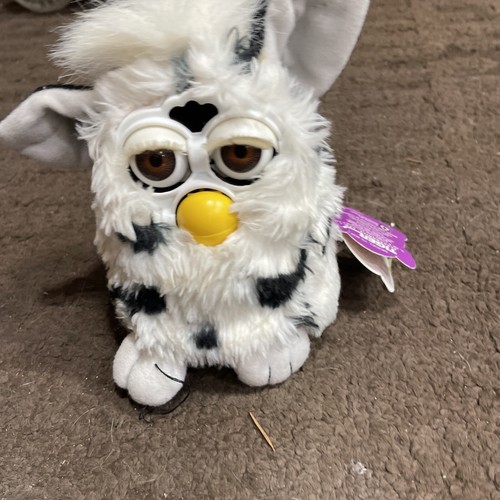 1998 FURBY ORIGINAL White with Black Spots with Brown Eyes