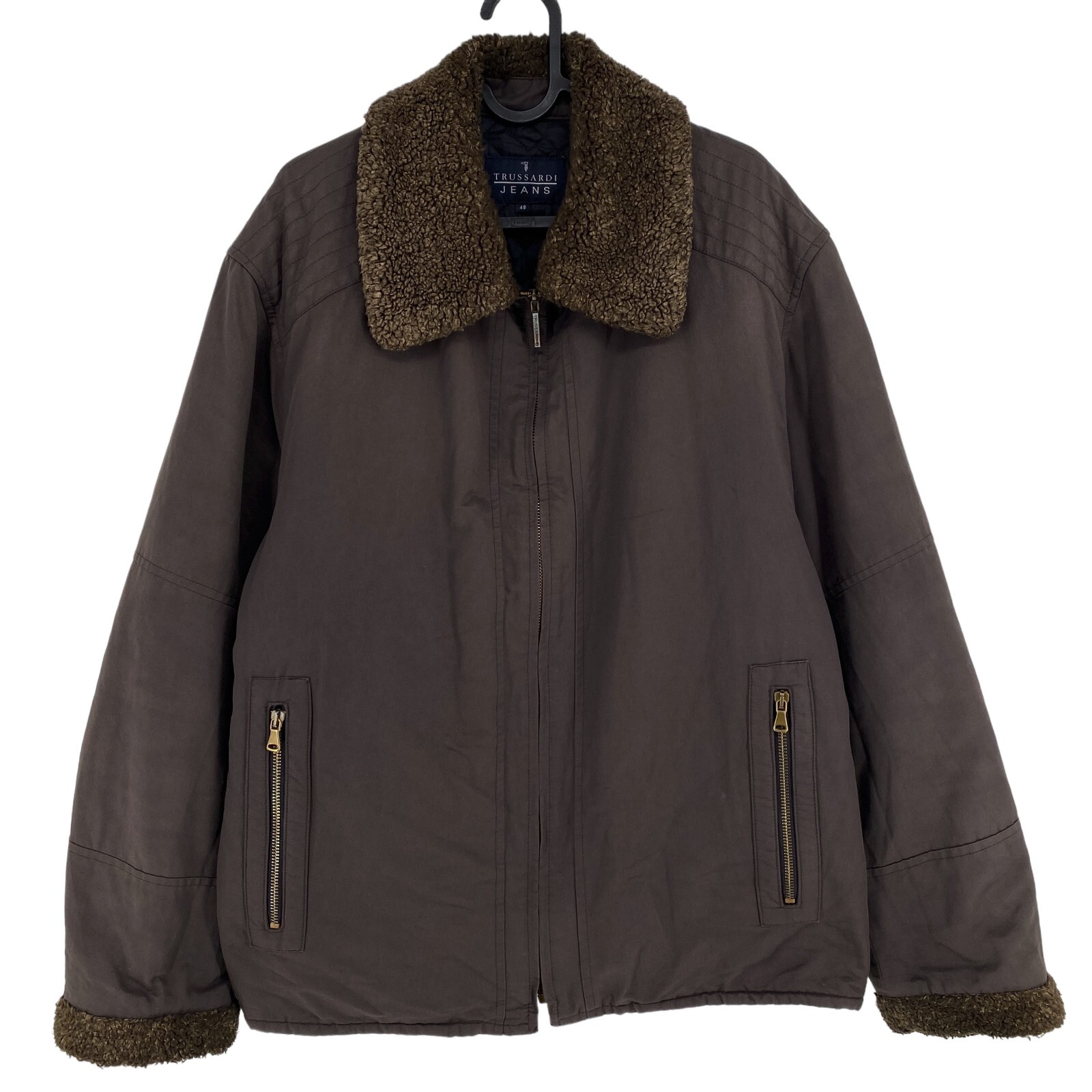 TRUSSARDI JEANS Dark Brown Cotton Blend Jacket Coat Size EU