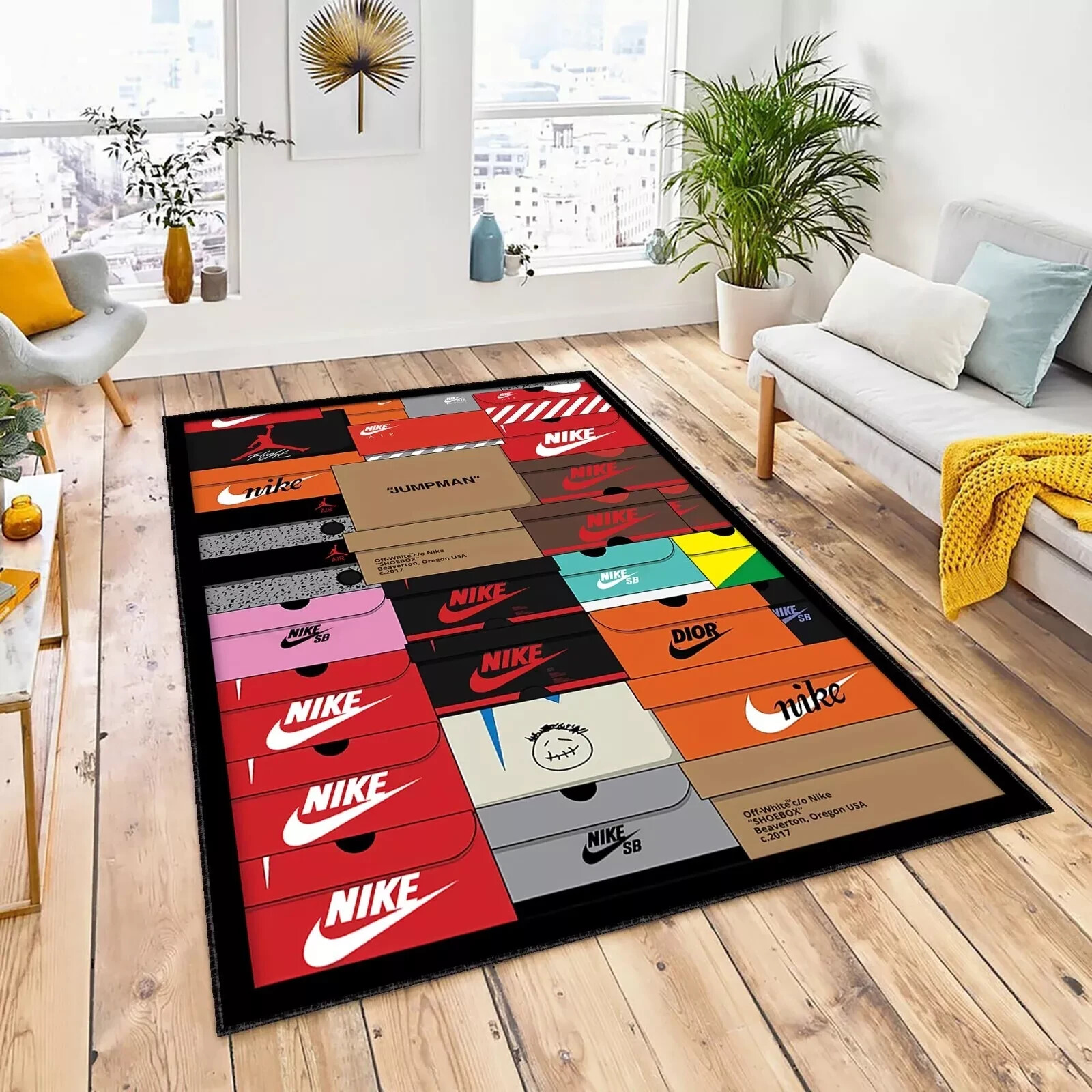 Sneaker Box Rug, Shoe Box Themed Hypebeast Sneaker, Cool