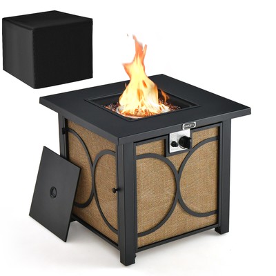 Topbuy 28 Inch Outdoor Square Fire Pit Table 50,000 BTU Propane Gas Fire Table