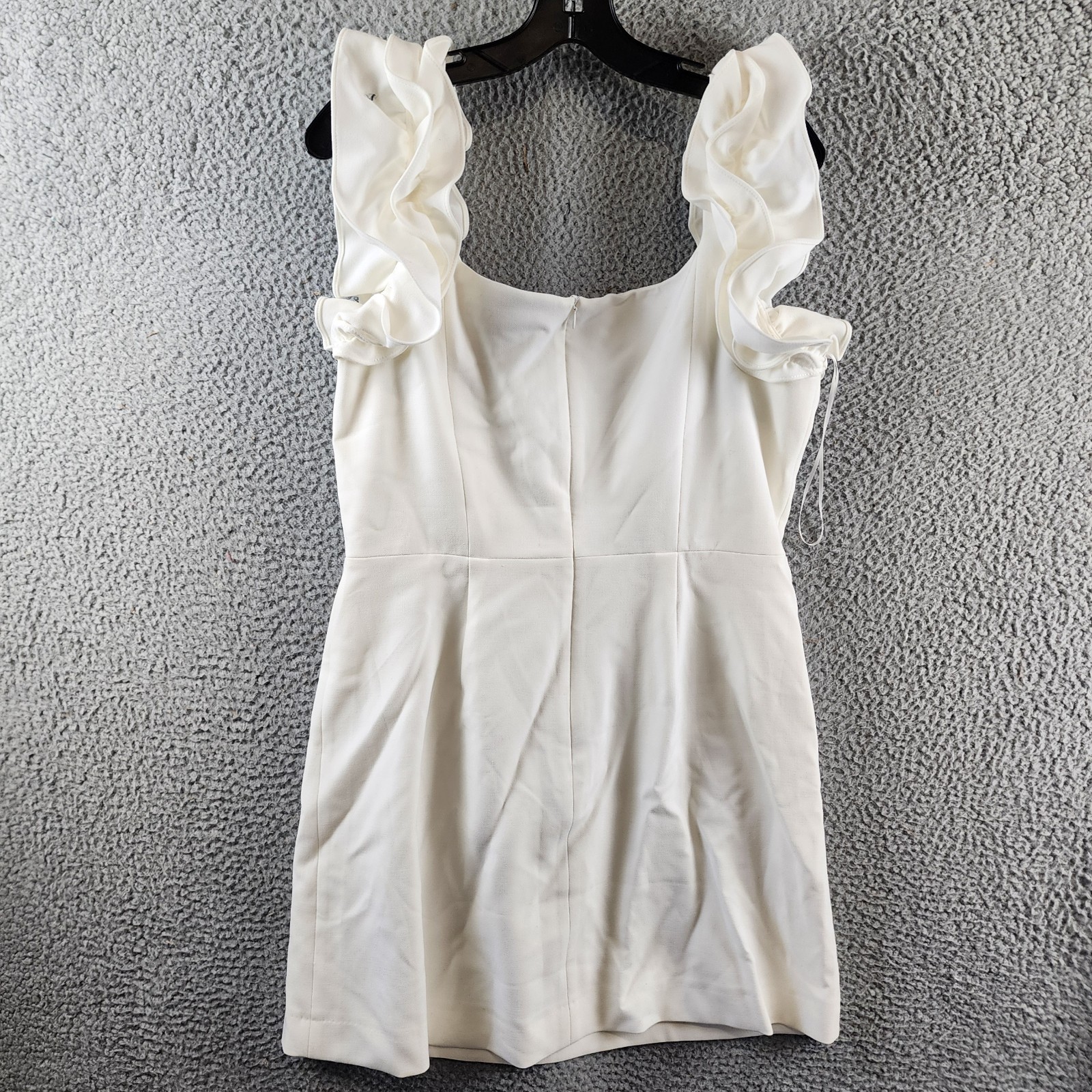 French Connection Whisper Ruffled Mini Dress Women's 10 Summer White Back Zip - Picture 10 of 12