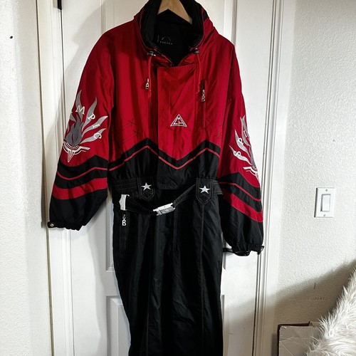 VTG Rare Olympic Spirit Bogner Ski Suit Sz 40 Black Red