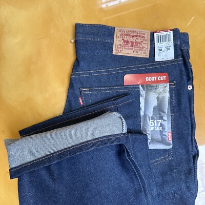 Vintage 90 s Levi s 517 Bootcut Dark Denim Jeans Men s 38x30 USA NOS