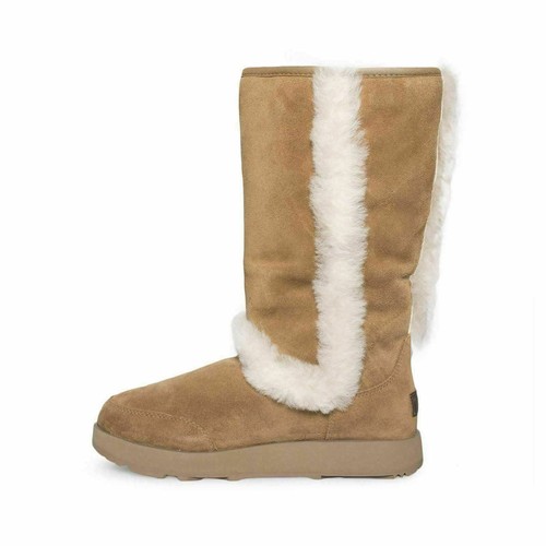 Pre-owned Ugg Sundance Waterproof Chestnut Suede Sheepskin Women's Boots Size Us 6 In Brown