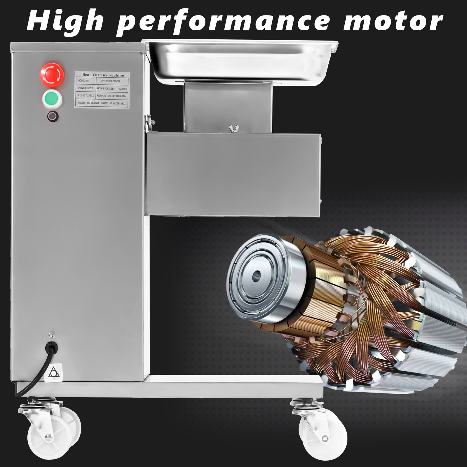 QE-500KG Output Meat Cutting Machine 110V Meat Cutter Slicer Stainless Steel