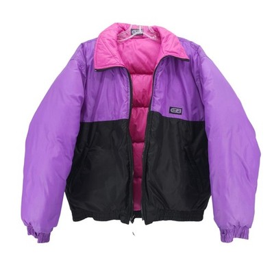 CB SPORTS Vintage Puffer Jacket Reversible Pink Purple Black Down Fill Womens ML